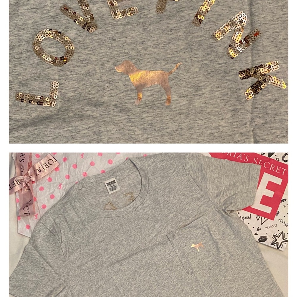 ❌SOLD❌ NWT🤍 VS PINK Campus Pocket Tee BLING 🤍 (M)